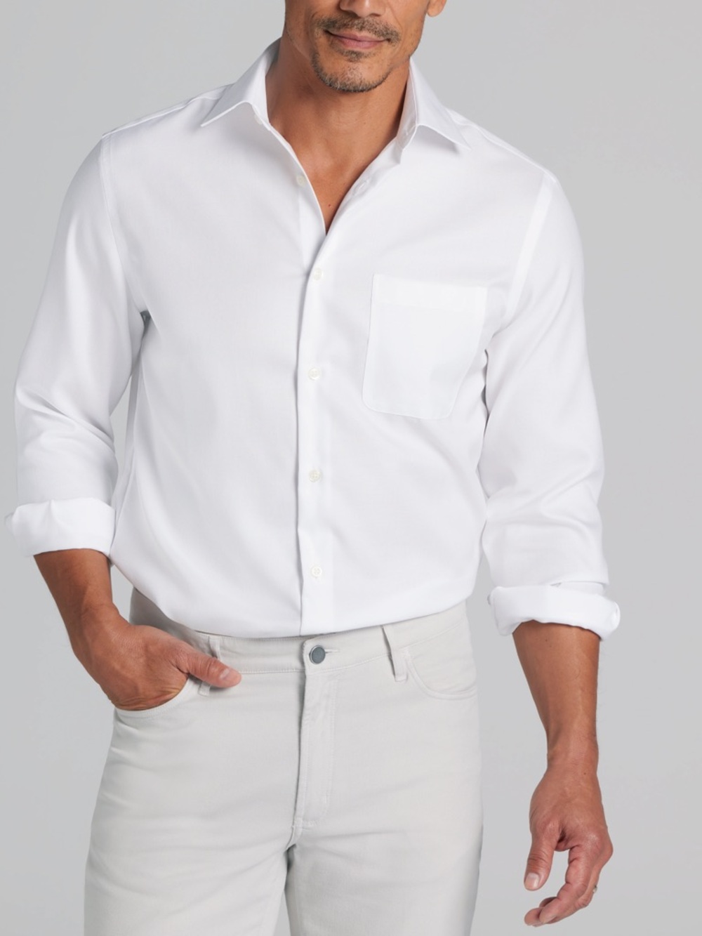 3/$10 Pronto Uomo White Modern Fit Dress Shirt